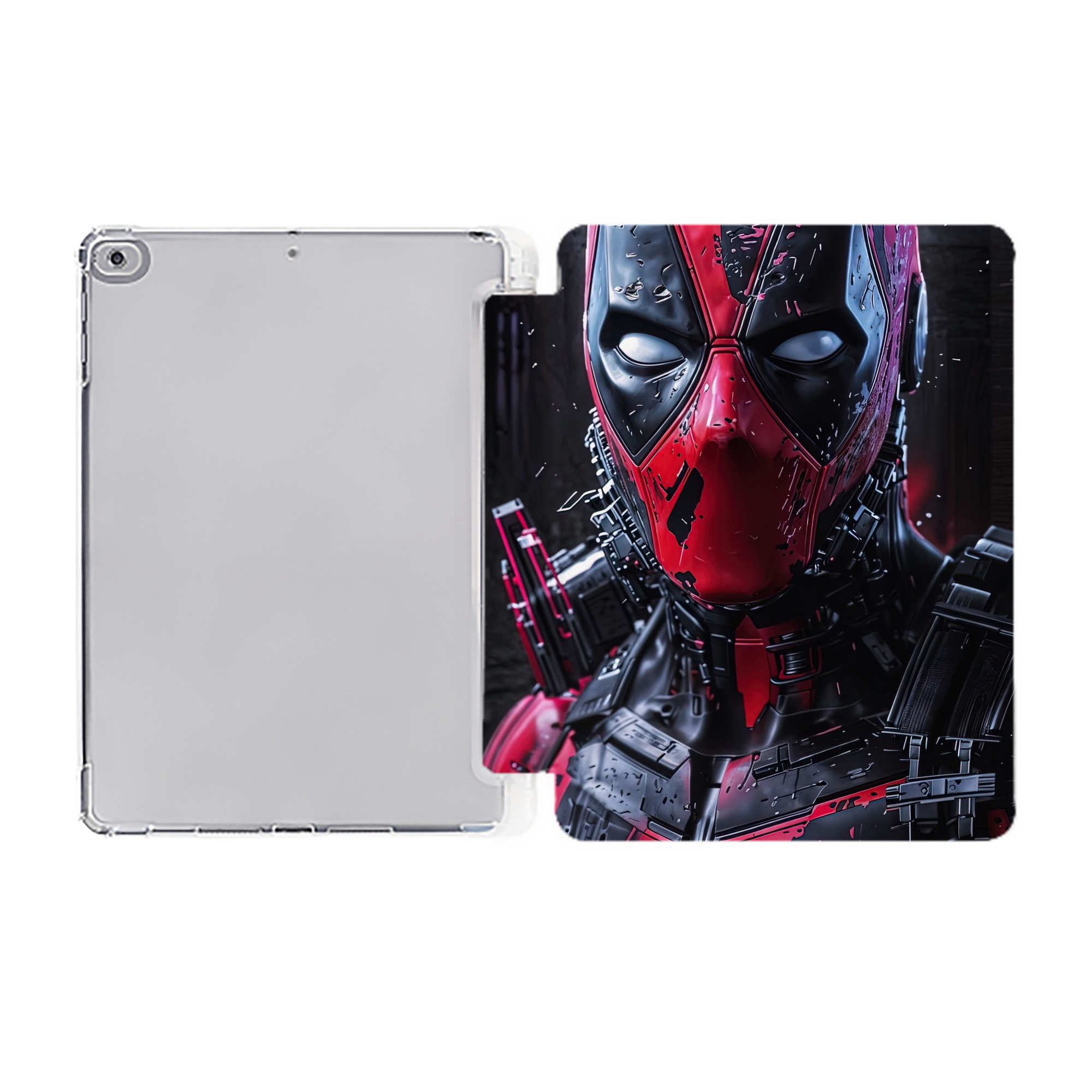 （画像用） Deadpool デッドプール IPad ケース ペン収納付き 三つ折りスタンド PUレザー×シリコン 対応機種9.5/10.5/10.9インチ